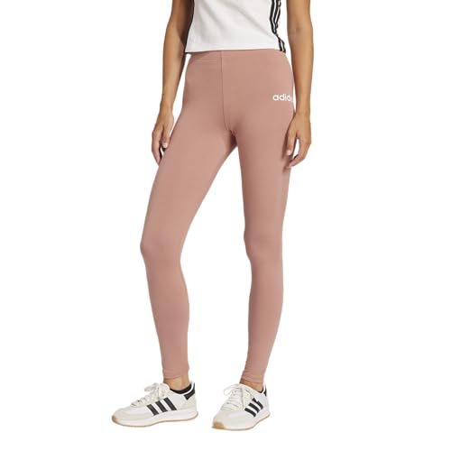 adidas Womens Linear Single Jersey Sportswear Leggings, Warm Clay/White, X-Large