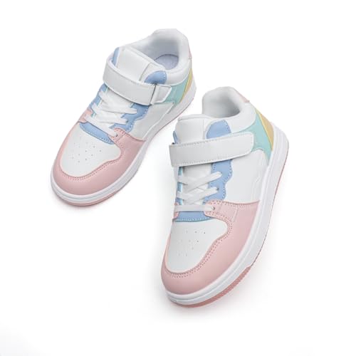 Kids Athletic Sneakers with Hook and Loop Strap, Black and Grey, Casual Sport Shoes2