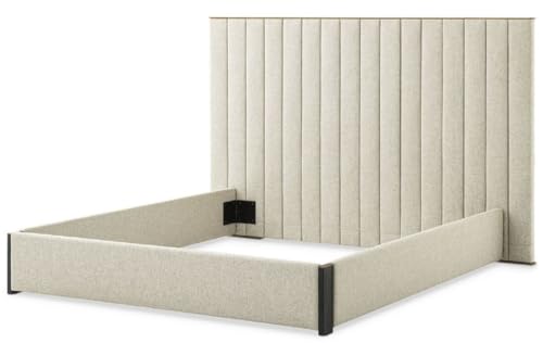 Casa Padrino Cadre de lit Double de Luxe avec tête de lit Naturel/Laiton/Gris Anthracite 224 x 224 x H. 145,5 cm - Mobilier de Chambre - Mobilier d'Hôtel -...