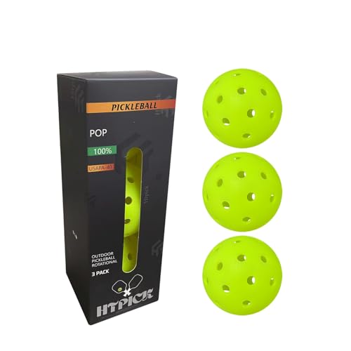 HTPICK 3-Pack Premium Pickleball Balls | Crack-Resistant | 40 Holes Outdoor & Indoor Pickle Balls | High Bounce Perfectly Balanced Pickle Ball for Tournament Play | Advanced Aerodynamics |