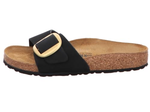 Madrid Big Buckle Nubuck Sandals in Black by Birkenstock2