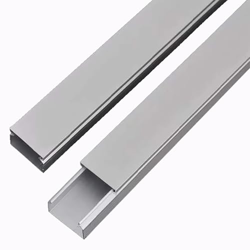 Kit de 2 canaletas para cables de acero inoxidable, abiertas y con ranuras, para ocultar cables en pared o piso, 100 cm de largo (L100 cm x W5 cm x H2.5 cm) miniatura 1