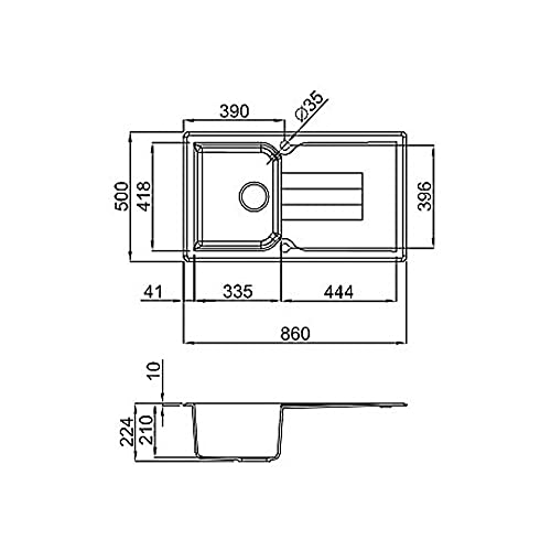 Quareco Prime 861 Lavello da Incasso Granito Nero