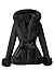 Geschallino Women's Plus Size Faux Suede Leather Coat Fall Clothes Winter Trendy Hood Jacket with Fur Collar 216 Black 2X