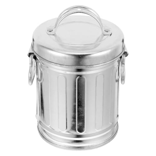 ULDIGI Vintage Galvanized Metal Ashtray Bucket with Lid Large Capacity Compact Desktop Trash can for Home Office Kitchen