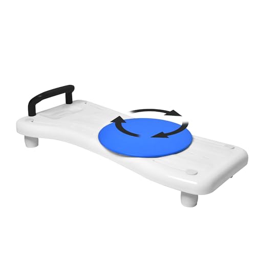 JNGLGO Planche de bain avec plaque tournante - Siège de baignoire avec poignée - Pour personnes âgées - Siège de baignoire réglable avec porte-savon en plastique - Noir