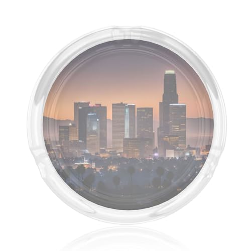 Cendriers à cigares en verre Motif paysage de Los Angeles pour cigarettes, cendriers décoratifs en verre, cendriers ronds pour la maison, le bureau