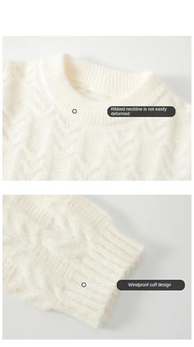 Men Cotton Crew Neck Sweater Ribbed Thick Warm Jumper Sweater Long Sleeve Pullover Top2