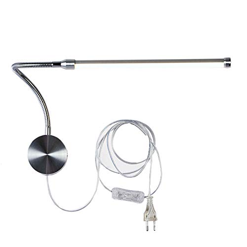 Preisvergleich Produktbild LOKKRG Flexible Schwanenhals-Wandleuchte Lesewandleuchte Wandleuchte Spot-Leuchte mit EIN / Aus-Schalter (weiß), Wandleuchte mit Zugschnur