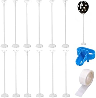 Reusable Balloon Holder Fastener, Table Balloons Stand Kit, Table Balloon Stick Holder with Cup and Base, Sturdy Dining Table Balloon Display Stand for Wedding Birthday (12PCS White)