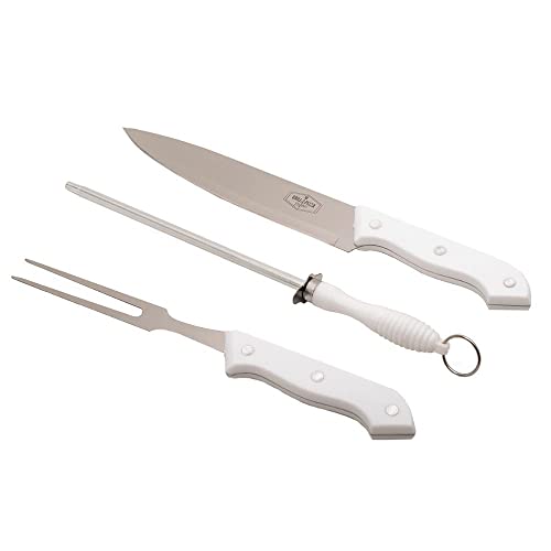 Kit Churrasco Prana Grill & Pizza Faca Chaira e Garfo 3 Pçs