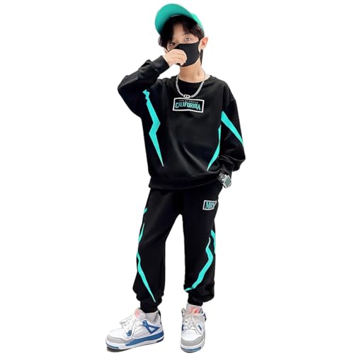Tenue de sport garçon linboo ensemble de jogging résistant avec sweat à capuche