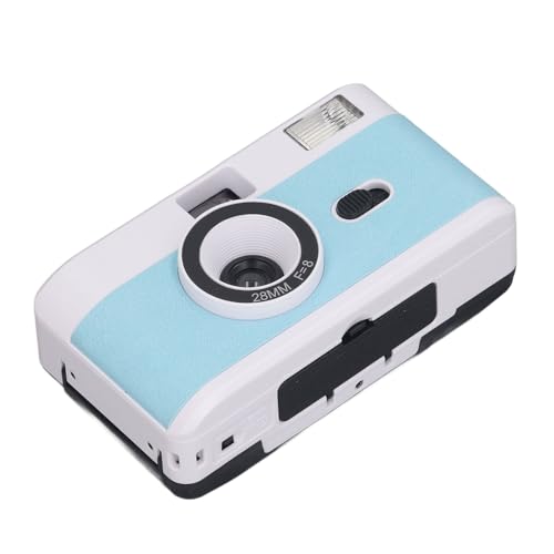 35-mm-Retrokamera, ABS-35-mm-Filmkamera aus Optischem Glas, Integrierter Außenblitz (Weiß und blau)