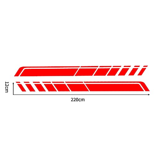 Image of ramuel Sports Racing Strip Stickers Side Skirt Vinyl Decals(2PCS,Red