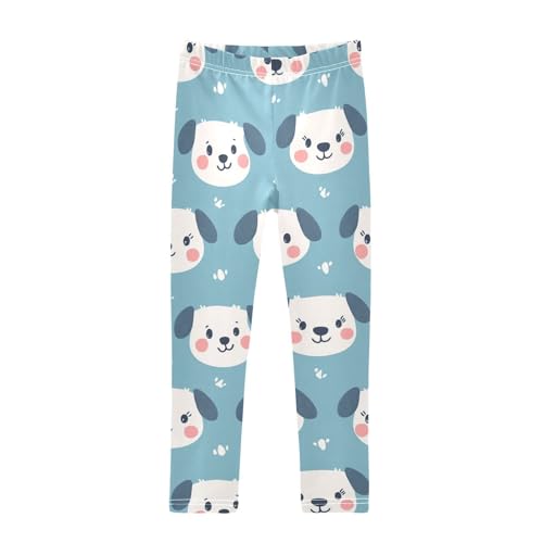 Puppy Face Girls Leggings,Workout Leggings for Girls Toddler Athletic Legging Size for 3-10T