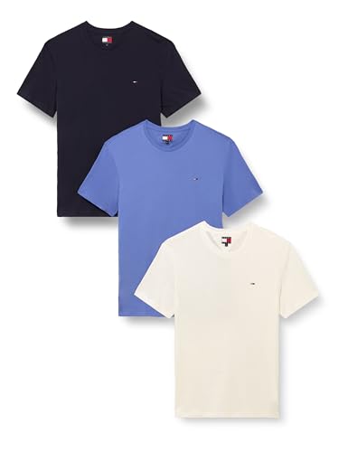 Tommy Jeans Men's TJM Xslim 3 Pack Tee Ext Dm0Dm21579 S/S T-Shirt, Multi (Dnn/Ancient White/Lt Hori Blue), M