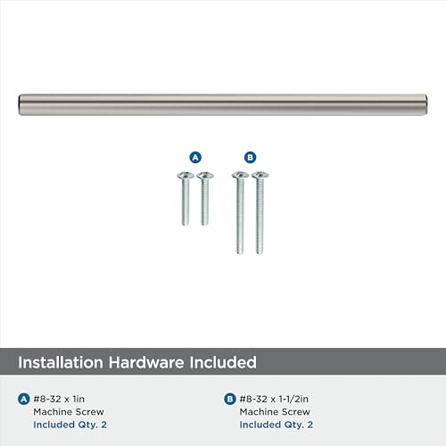 Image of Amerock 6-5 /16 inch Bar Pulls Satin Nickel Drawer Pull | 6-5 /16 inch (160mm) Center-to-Center Mounting Distance and 8-5 /8 inches Overall Length, Durable Carbon Steel Cabinet Hardware