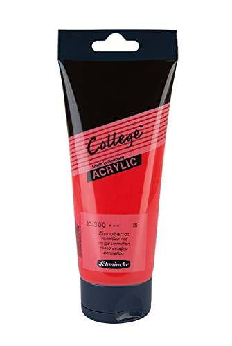 Schmincke - College Acrylic, Zinnoberrot in 200 ml-Tube, 33300014, Acrylfarbe mit Künstler-Pigmenten in hoher Konzentration, deckend und lasierend, lichtecht, seidenmatt Schmincke - College Acrylic, Zinnoberrot in 200 ml-Tube, 33300014, Acrylfarbe mit Künstler-Pigmenten in hoher Konzentration, deckend und lasierend, lichtecht, seidenmatt