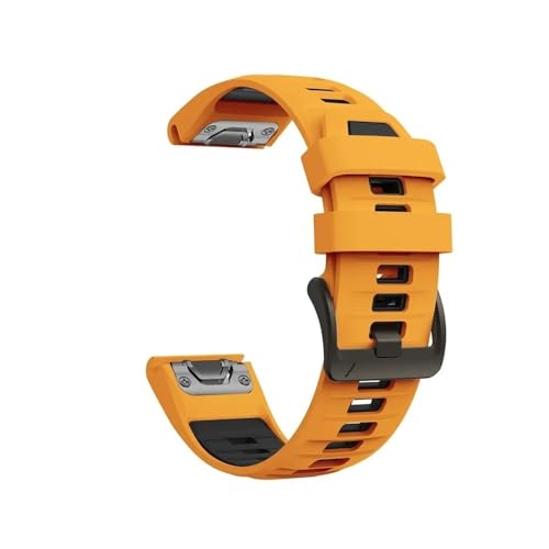 guoren Correa de Silicona de 22mm y 26mm fit for Garmin Fenix ​​8 E 7X 7 6 6XPro 5 5XPlus/Epix Pro Gen 2 51mm 47mm(Orange Black,26mm)