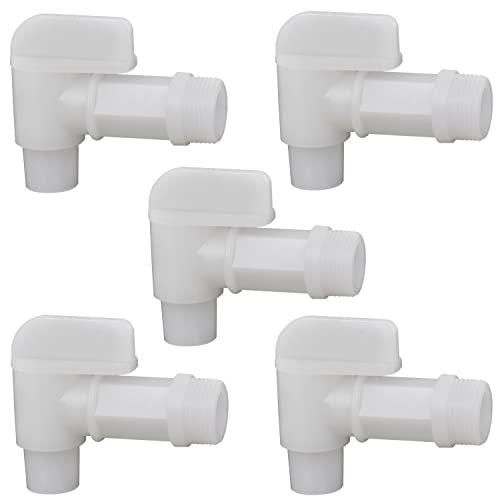 Comparison: Best Material For Faucets 5 PowGrow Spigot Faucet Drum Faucet, White Flow 3/4 Plastic Faucet Spigot for 5, 6 Gallon Plastic Drums, Durable Polyethylene Material Barrel Faucet Replacement Spigot,1 Inch Thread Size, 5-Pack