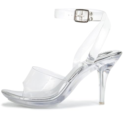 NBUUNBU Clear Heels For Women Transparent Strappy Platform Sandals Ankle Strap High kitten Heel Sexy Slingback Stiletto Comfortable Dress Shoes Open Toe Slip On Mules Pump