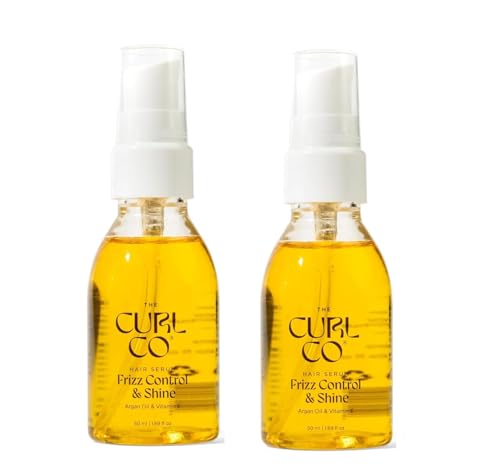 Image of The Curl Co Frizz Control & Shine Hair Serum - 50ml (Pack of 2)| With Sunflower Oil, Argan Oil & Vitamin E | Controls Frizz, Adds Glossy Shine | For Wavy, Curly & Coily Hair
