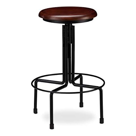 Taburete Alto Cocina Relaxdays Industrial Hierro-Madera Negro/Marrón Cover