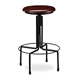 Relaxdays Taburete Alto Cocina, Banqueta Bar, Vintage Industrial, Hierro-Madera, hasta 65 cm de Alto, Negro/Marrón/Diseño B, 65 x 38.5 x 38.5 cm