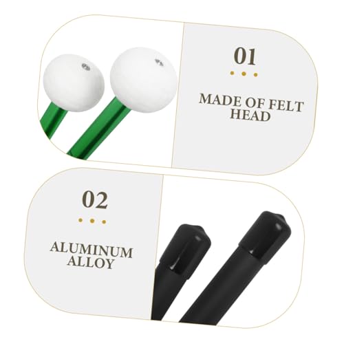 Set de 2 baquetas duales para bombo con cabeza de fieltro verde miniatura 3