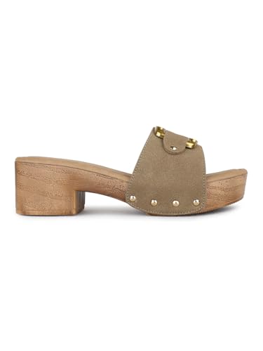 Image of Womens Green Ethnic Solid Round Toe Platform Heel Sandals