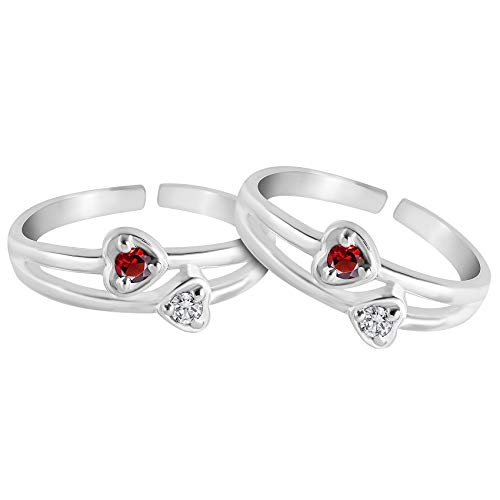 Parnika Twin Hearts CZ Embedded Band Design Hallmark Silver Toe Rings in Pure 92.5 Sterling Silver for Women | Chandi Bichiya | With Certificate of Authenticity | - Image 4