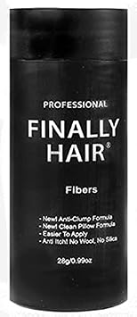 Finally Hair Keratin Hair Building Fibers for Hair Thickening Fiber Hair Loss Concealer. Dark Grey & Pepper
