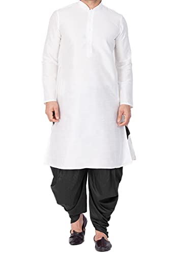 Image of VASTRAMAY Men's Silk Blend Kurta and Dhoti Set