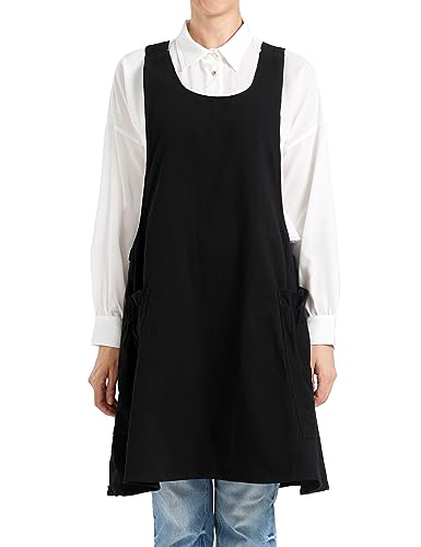 Image of Cozy Adjustable Cross Back Aprons for Women with Pockets Cotton Linen Cooking Kitchen Baking