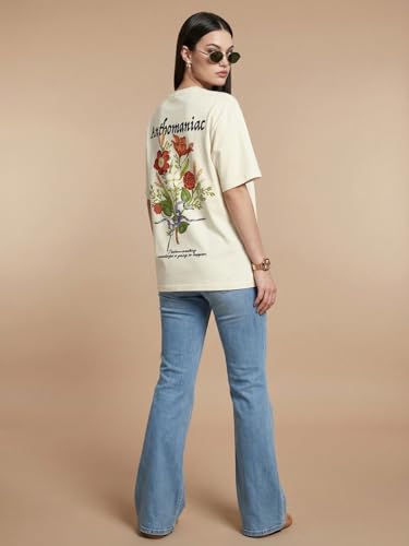 Image of JUNEBERRY Women's Oversized Graphic T-Shirt Retro Floral & Vintage Aesthetic Print, Loose Fit Casual Streetwear Tee, Trendy Baggy Style, (Sizes S-2XL)
