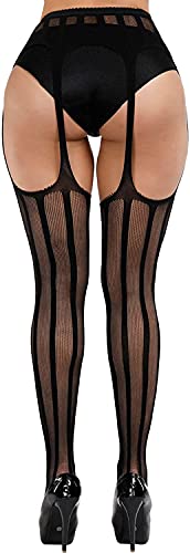 Image of Women's Floral Fishnet Stockings with Attached Garter Belt