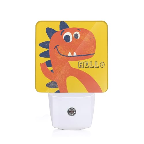 Image of Dino Dusk to Dawn Night Light, Auto Sensor Lamp Home Indoor Stairway Kitchen Corridor, Cute Dinosaur Night Lights Plug into Wall Decor, Boys Girls Women Men Room Gifts
