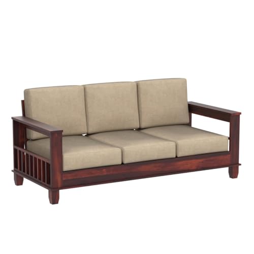 Image of Amazon Brand - Solimo Solid Sheesham Wood Houlton 3 Seater Sofa Wooden Sofa Furniture for Living Room Home (Honey Finish)
