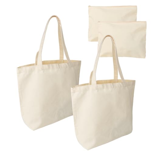 Btzthm 4 bolsas de tela en blanco para manualidades, 2 bolsas