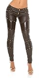 lederhose mit nieten damen Lederoptik und mehrere Nieten als Applikation für eine auffällige Optik