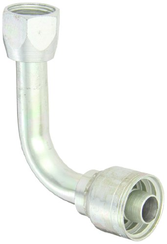 Image of Aeroquip 1AA12FJC12 Carbon Steel Global TTC (Thru the Cover) Crimp Hose Fitting Female JIC Swivel, 90 Degree Long Drop Elbow, 3 /4 inch Hose ID, 1-1 /16 inch - 12 Thread