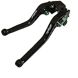  Juego manetas palancas de embrague y de freno regulable con logo compatible para Kawasaki Z1000 (2007-2016) Z750R (2011-2012) ZX10R (2006-2015) ZX6R/636 (2007-2017) (Largo)