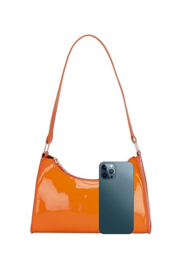QWINEE Women's Artificial Patent Leather Tote Bag for Women Zipper Square Satchel Purse Ladies Shoulder Crossbody4