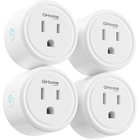 GHome Smart Plug 5GHz, 15A WiFi Smart Plugs That Work with Alexa and Google Home, Smart Home WiFi Outlet with Remote Control and Timer ,5GHz&2.4GHz Wi-Fi Compatible, ETL FCC Listed, White, 4 Pack Cover