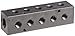 Polyconn PCM30-250R-05B 90 Degree Black Anodizing Aluminum Manifold, 1/2" NPT Female x 1/4" NPT Female, 5 Stations