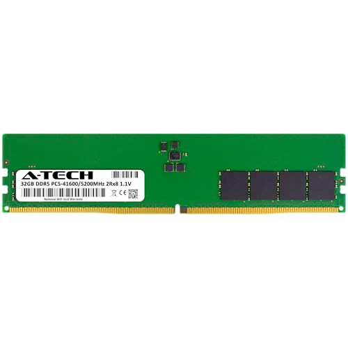 Image of A-Tech 32GB DDR5 5200MHz PC5-41600 CL42 UDIMM 2Rx8 Dual Rank 1.1V Non-ECC Unbuffered DIMM 288-Pin Desktop PC /Computer RAM Memory Upgrade Module