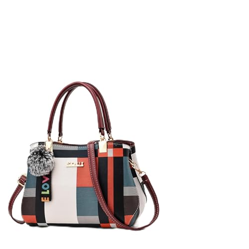 PURPLELILY Crossbody Bag Vintage Shoulder Bag for Women Fashion Messenger Bag with Hairball Handbag Versatile Leather Bag