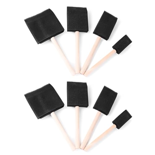 8PCS Foam Painting Sponges Wooden Sponge Brush Chalkboard Sponge Brushes for Acrylic Painting Varnish Foam Applicators Paintbrushes Sponge Supplies
