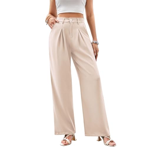 Yanhalo Women's Wide Leg Pants High Waist Straight Long Work