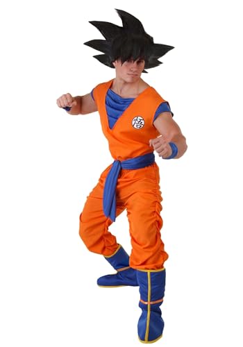 Men's Dragon Ball Z Goku Costume - Adult DBZ Goku Outfit with Shirt, Pants, Belt, Wristbands, & Boot Covers XL